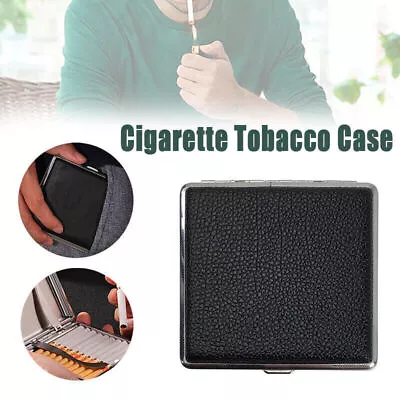 Stainless Steel+Pu Cigar Cigarette Tobacco Case Pocket Pouch Holder Box AU Stock • $8.26