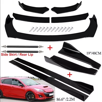 $59.99 • Buy For Mazda 3 Speed Sedan Front Bumper Spoiler Body Kit+Side Skirt+Rear Lip Black
