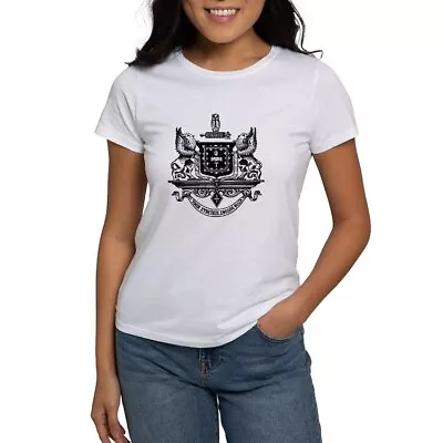 CafePress Psi Upsilon Black And White Crest T Shirt Women's T-Shirt (1172555447) • $22.99