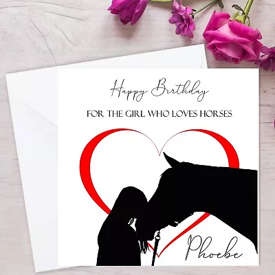 Personalised Birthday Card Horse For Girl Daughter Granddaughter Sister Mum • £3.59