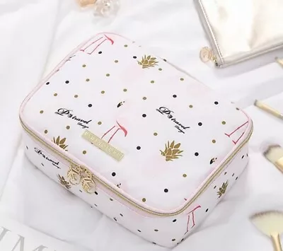 Cute Flamingo Print Make Up Brushes Makeup Artist Travel Bag Portable Gift Her • £6.99
