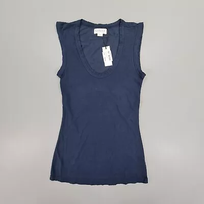 Velvet By Graham & Spencer Womens Tank Top Navy Blue XS Estina Cotton Vest • £21.99