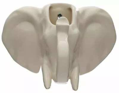 Novelty Elephant Head White Ceramic Garden Wall Hanging Planter Pot New In Box • £9.95