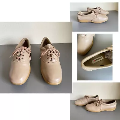 I ❤️  (love) Comfort Lace Up Nurse Oxford Sneaker Tan Made In USA 80s 70s   9.5 • $32