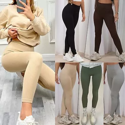 £5.99 • Buy Women Thick Seamless Ribbed Stretchy Leggings Ladies Jogging Bottoms Plus Size