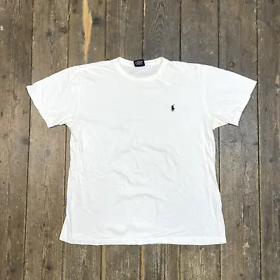 Ralph Lauren Polo T-Shirt Small Pony Y2K Vintage Tee White Mens Medium • £20