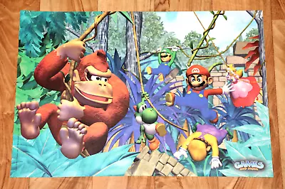 1999 Vintage Nintendo Donkey Kong Super Mario Wario Very Rare N64 Poster 55x41cm • $107.96