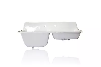 Large 47″ Cast Iron Porcelin Deep Double Basin Wall Mount High Back Kitchen Sink • $2435.10