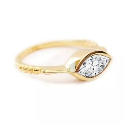 2Ct Marquise Lab Created Diamond 14K Yellow Gold Plated Bridal Engagement Ring • $72.04