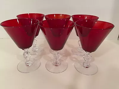 Morgantown Glass Roanoke Ruby Red Water Glasses 5 7/8 Inches Set Of 6 • $49.99