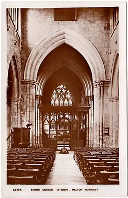 Leicestershire Postcard PARISH CHURCH INTERIOR MELTON MOWBRAY By Kingsway • £3.75