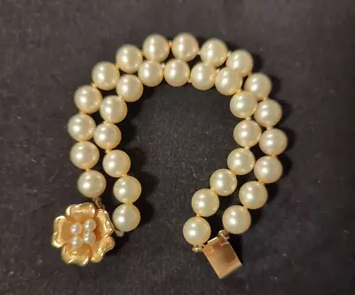 Majorica Creamy White Faux Pearl Double Strand Bracelet X Small Size 5.5  • $39.99