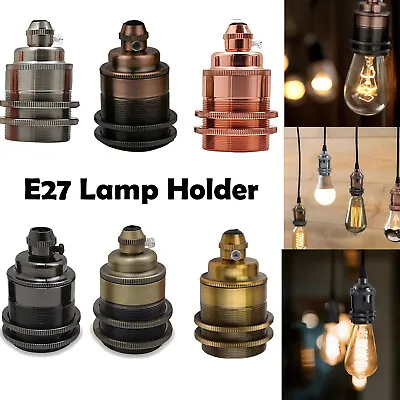 Metal Bulb Holder Retro Industrial Vintage Light E27 Fitting Antique Edison UK • £5.84