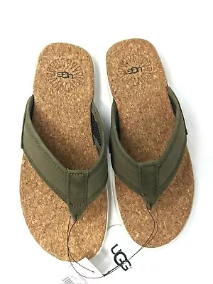 UGG Sandals Mens 9 Seaside Flip Flop Beach Thong Shoes Kahki Green • $49.99