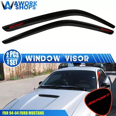 Fits 94-04 Ford Mustang Window Visors Vent Rain Guard Shade W/ Red Sport • $45.99