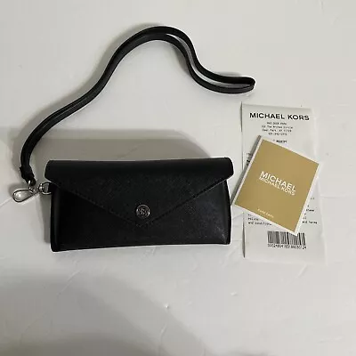 Michael Kors Sunglasses Case Black Leather With Lanyard Wristlet Nwts $188 • $35