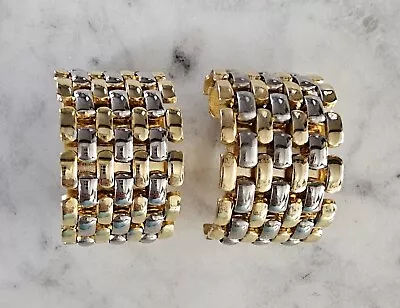 Large Chunky Vintage Gold Tone Clip On Earrings • $12.50