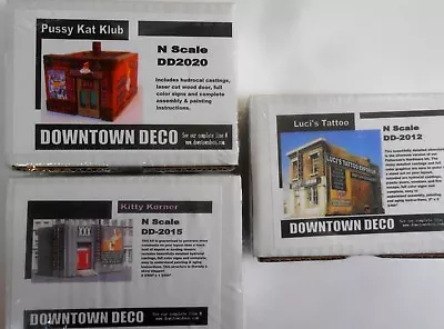 Downtown Deco N Scale 3 Building Lot Kit Set Save $50 Amazing Detail Tattoos XXX • $45.99