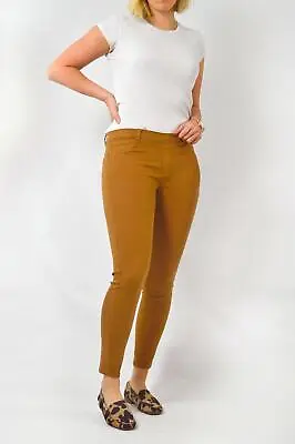 MANGO Womens Low Rise Tan Brown Jeggings Skinny Jeans Size 4 6 • £7.99