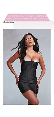 £5 • Buy Black Diamanté Cup Corset Dress Size 12