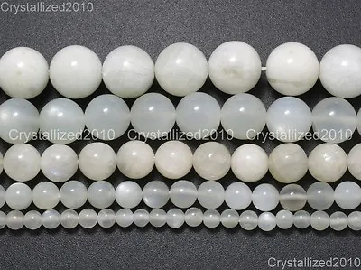 Natural White Moonstone Gemstone Round Beads 4mm 6mm 8mm 10mm 12mm 14mm 15.5  • $8.15