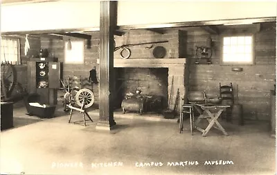 MARIETTA OH PIONEER KITCHEN Real Photo Postcard OHIO GUN & FIREPLACE RPPC 1950 • $5