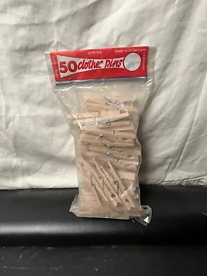 Vintage NOS Lot Of 50 White Hardwood West Germany Wooden Wood Clothespins • $19.99