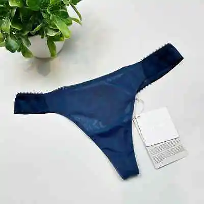La Perla Lace Harmony Thong Navy Blue Size X-Small • $50