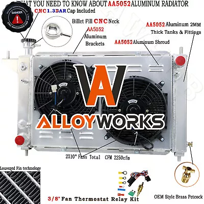 4 Row Radiator+Shroud Fan For 1994-96 1995 Ford Mustang 232ci V6 3.8L V8 5.0L AT • $259