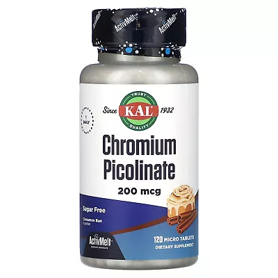 KAL Chromium Picolinate ActivMelt Cinnamon Bun 120 Micro Tablets Sugar-Free • $12