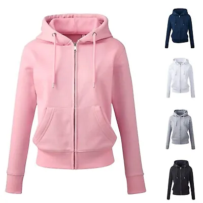 Womens Ladies Zip Up Hoodie Sweatshirt Organic Cotton Luxury Hooded Sweat Jacket • £39.99