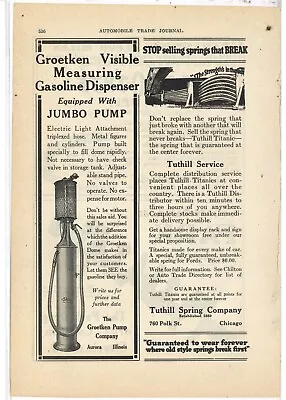 1920 Groetken Pump Co. Ad: Visible Measuring Gasoline Dispenser W/ Jumbo Pump • $18.88