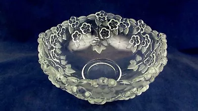 Mikasa Crystal Glass Carmen Frosted Embossed Clear Floral Bowl • $22