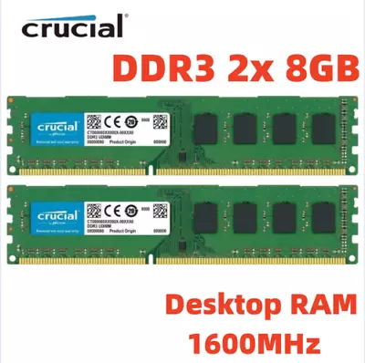 CRUCIAL DDR3 8GB 16GB 32GB 1600 MHz PC3-12800 Desktop Memory RAM 240Pin DIMM • £24.30