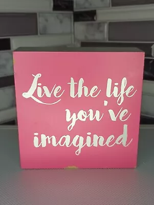 Fabulous Wooden Sign MACBETH COLLECTIONS Pink - Live Life - Empowering Sign • $6.25