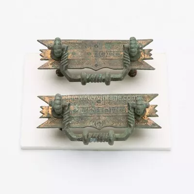 HD13 Antique Pair C1920s Mission Or Arts & Crafts Cast Bronze Bail Drawer Pulls! • $95