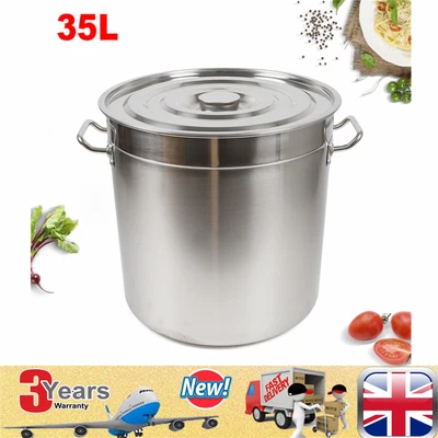 £47 • Buy 35L Large Deep Cooking Stock Pot Stainless Steel 201 With Lid - CATERING NEW