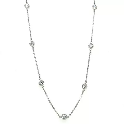 Tiffany&Co Elsa Peretti 2.5 Carat Natural Diamonds By The Yard Platinum Necklace • $13500