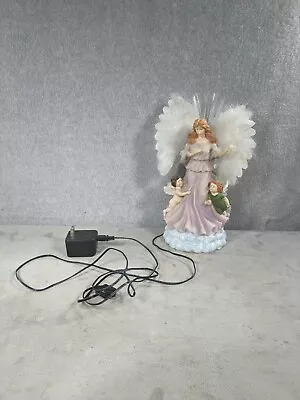 Vintage Fiber Optic Ceramic/ Porcelain Angel With Cherubs Lamp Works • $39.98