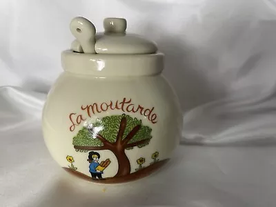 Vintage Gallery Originals La Moutarde Mustard Pot Condiment Jar  W/ Spoon • $12.99