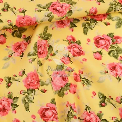 Vintage Queen Rose Floral 100% Cotton Fabric | Rose & Hubble Sewing Metre FQ • £4.75