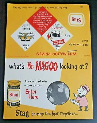 1955 Stag Beer Mr Magoo Flat Top Beer Can Edsel Car Carling Promo Table Top Sign • $14.99