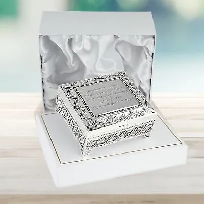 Maid Of Honour Wedding Party Gift Engraved Silver Plated Trinket Box Girl Gifts • £24.99