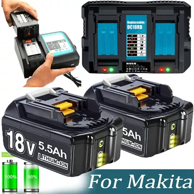 2x BL1830 18V 5.5ah LXT Li-ion Battery For Makita Battery BL1860b 1850b/Charger • £20.98