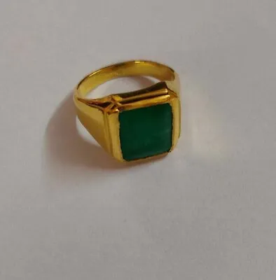 4ct Certified Natural Green Emerald 14k Real Yellow Gold Men's Ring • $1391.24