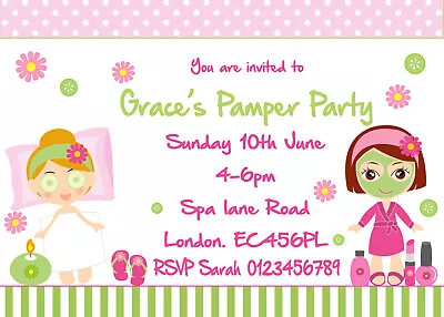  Personalised Pamper Spa Invitations Birthday Party Invites + Envelopes X12 (F) • £5.99