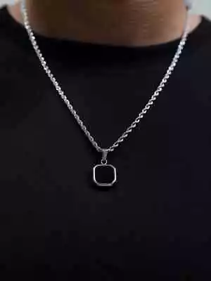 Black Onyx Men's Pendant With 24  Chain Necklace In 10K White Gold Over Gift Him • $274.99