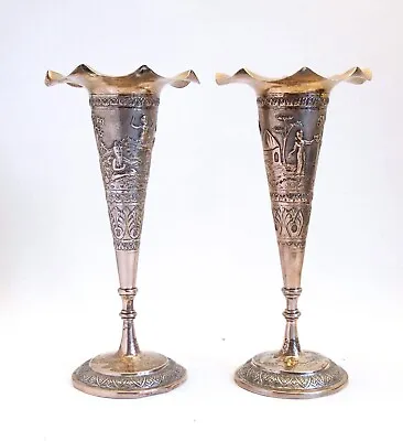 Fine Pair Of Antique Indian Silver Fluted Vases • £9.99