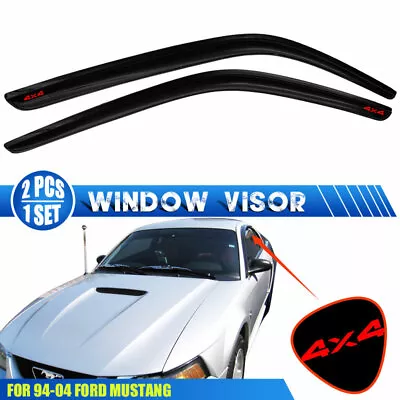 Fits 94-04 Ford Mustang Window Visors Vent Rain Guard Shade W/ Red 4X4 • $45.99