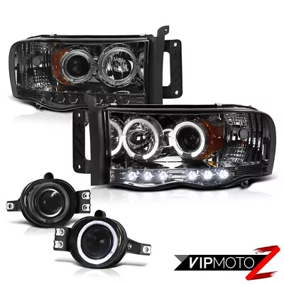 Smoke Halo Angel Eye LED Head Lights Projector Fog Lights Lamps Dodge Ram 02-05 • $197.56